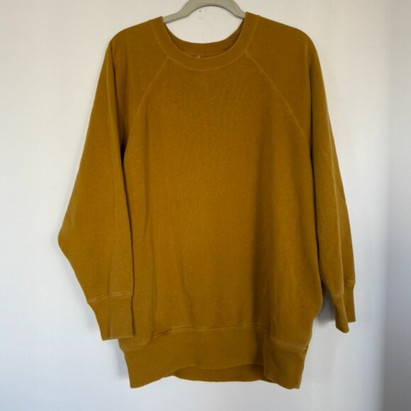 aerie Tops - Aerie Mustard Oversized Crewneck Sweatshirt Size M NWT